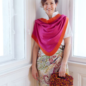 Samttascherl Modell Pötschen oliv/orange/pink